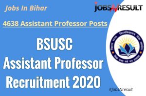 BSUSC Assistant Professor Recruitment 2020