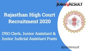 Rajasthan High Court Clerk, JA, JJA recruitment 2020