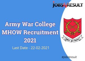 Army War College MHOW Recruitment 2021